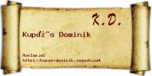 Kupás Dominik névjegykártya